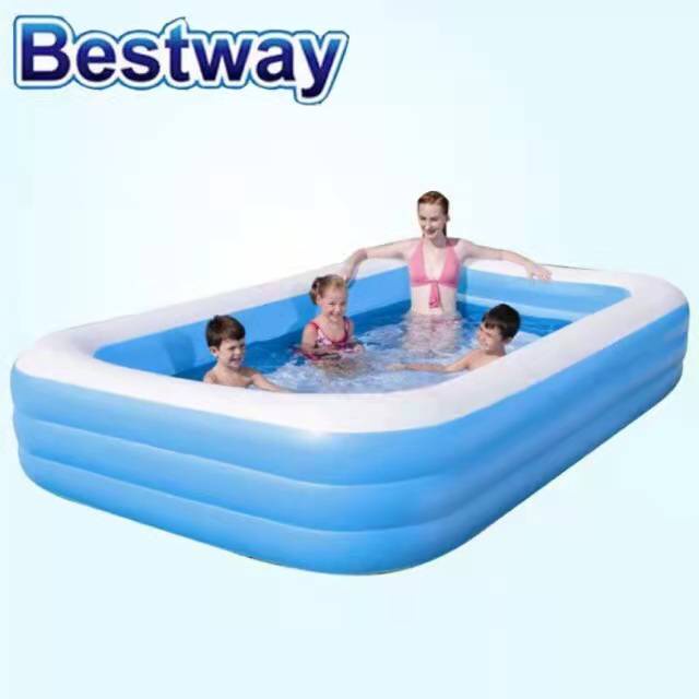 BESTWAY Rectangular Family Size Inflatable Swimming Pool | Shopee ...