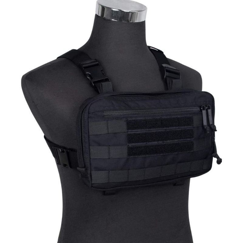 Chest RIG BAG/CHEST BAG/CHESTBAG THREE STRAP VELCRO BLACK TACTICAL ...