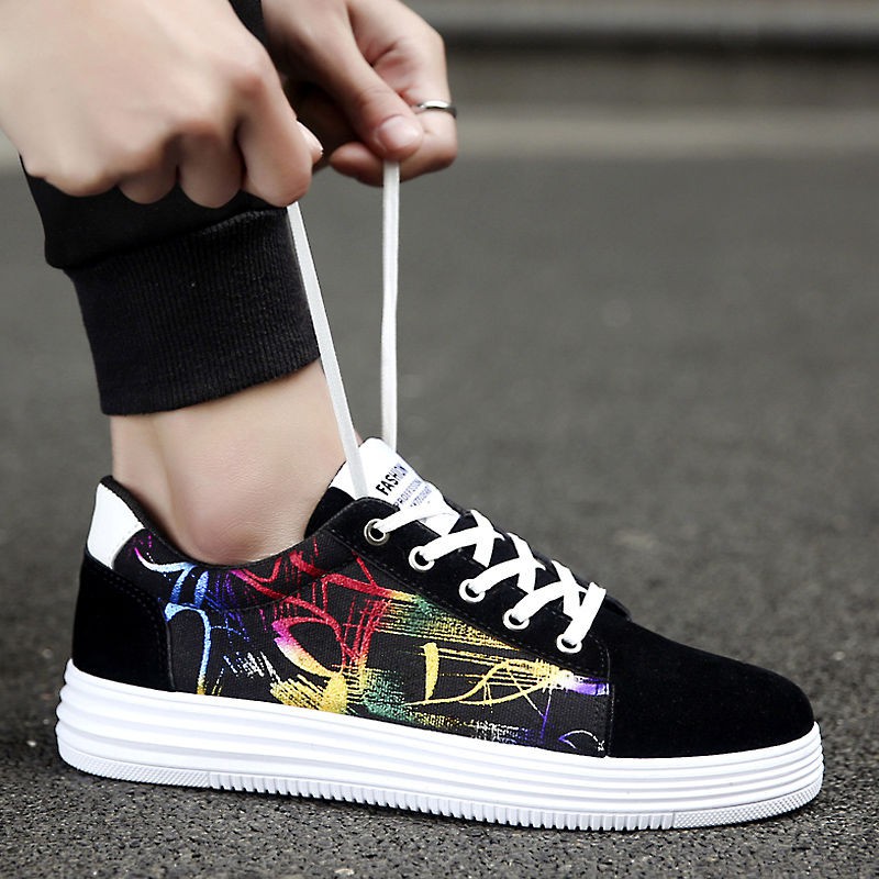 Pull back summer 10 boys canvas shoes 12 girls graffiti board shoes breathable Korean version 13 middle aged 15 year old pupils Shopee Philippines