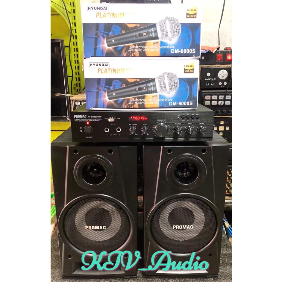 Promac SPK-40 Acoustic Speaker System w/Promac AV-SU2530BF Stereo karaoke  Power Amplifier FREE mic