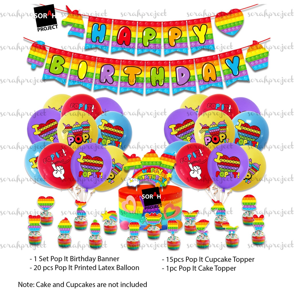 Pop it Colorful Cute Birthday Party Balloon Decoration Theme Set Package DIY Sorah Project