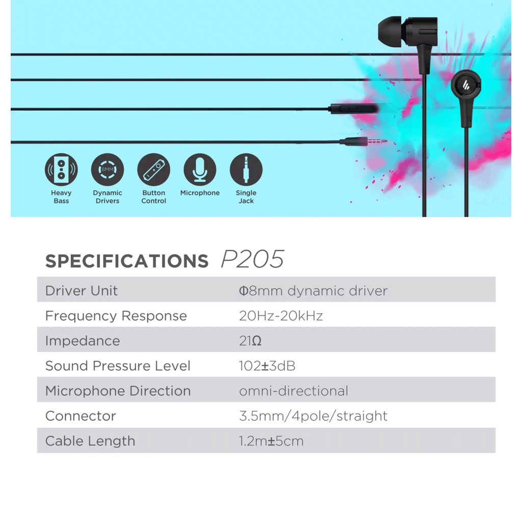 Edifier P205 Heavy Bass Built-in Microphone Volume Protect Dynamic ...