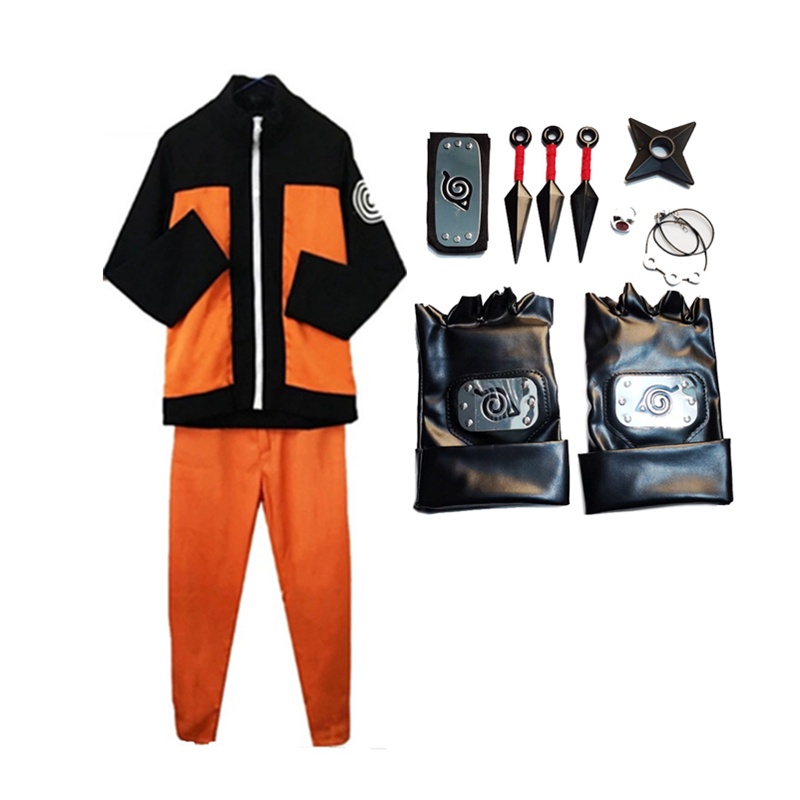 Naruto Jacket Long Sleeve Tops Cosplay Apparel Costume Set Coat Pants