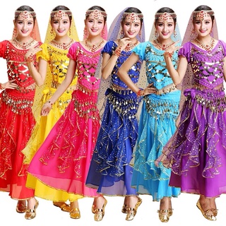 Red yellow blue 4pcs Belly Dance Costume Bellydance Triba Gypsy Indian  Dress Belly Dancing Clothes Belly Dancing Bollywood Dance Costumes