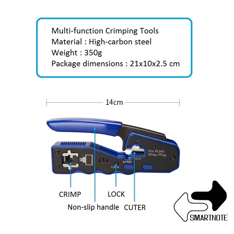 Pass Thru RJ45 Crimper Tool for Cat5 Cat5E Cat6 8P Cable Crimper ...