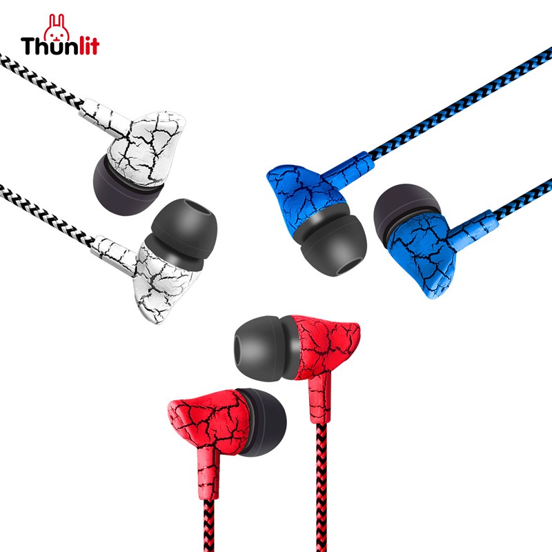 Thunlit Braided Earbuds Universal Inear Braided Cable Earphones Stylish Wire Control Earphones