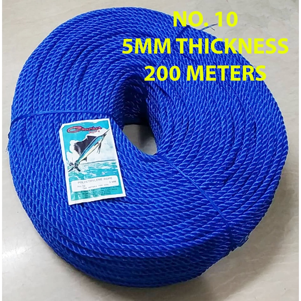 NYLON ROPE NO. 10 ( 5MM THK X 200 MTRS LONG ) TALI LUBID RAMDOM COLOR ...