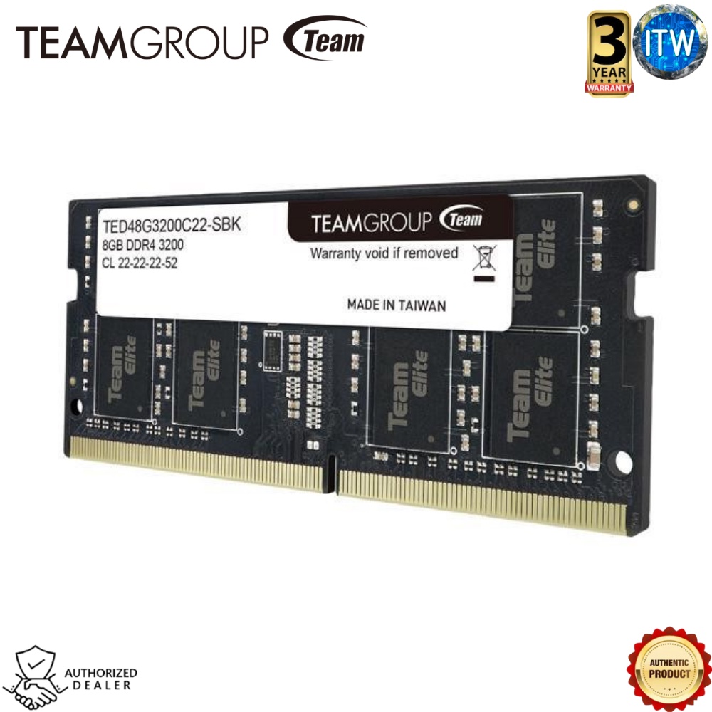 Teamgroup Elite 8GB - DDR4-3200mhz CL22-22-22-52 Sodimm Memory