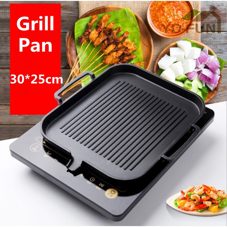 Non stick Grill Pan For Induction Cooker Gas stove Korean Grill Stove Frying Pan BBQ no stove Shopee Philippines