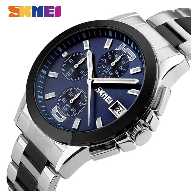 SKMEI Fashion Men's Watches Quartz Stainless Steel Watch Sport Chrono ...