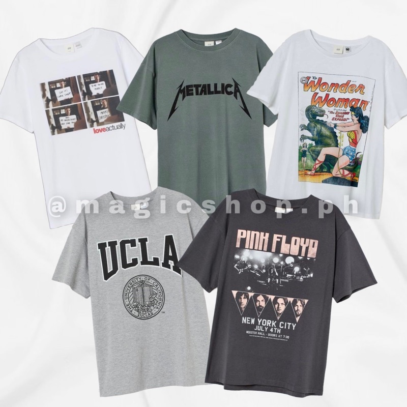 H M Plus Size Graphic and Classic Band T shirt Shopee Philippines