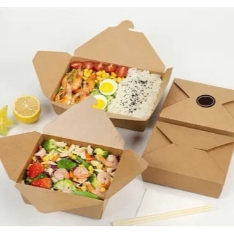 ECO Kraft Paper Take Out Box/Food/Meal Box by 12s | Shopee Philippines