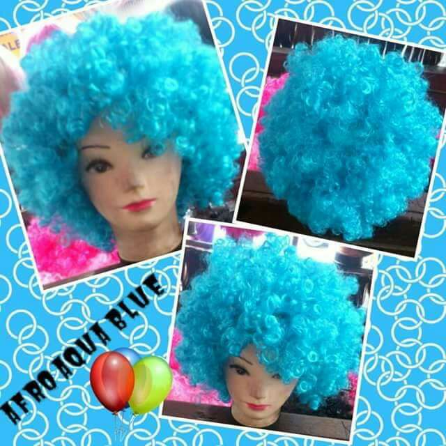 Aqua blue afro wig wig Shopee Philippines