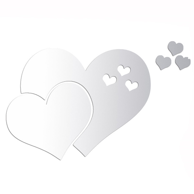 3D Acrylic Love Mirror Wall Stickers / Art Wall Decal /Heart Shaped ...