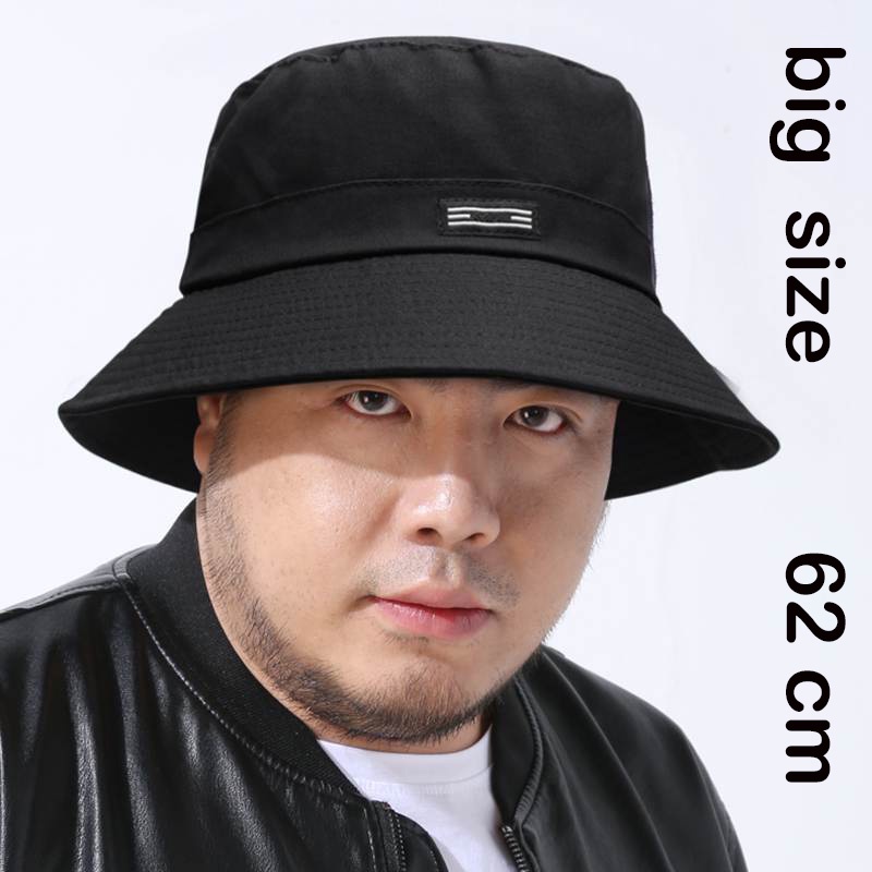 Big hat Head Man Large Size Sun Hat Women Beach Fisherman Hat Pure Cotton  Panama Cap Plus Size Bucket Hats 61-65cm