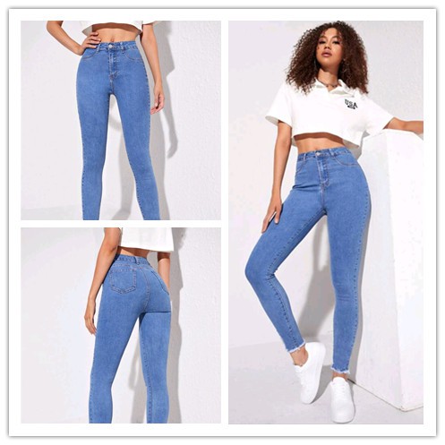 Denim_Apparel light blue Jeans For Women High Waist Stretchable Korean  Style Skinny Denim Pant