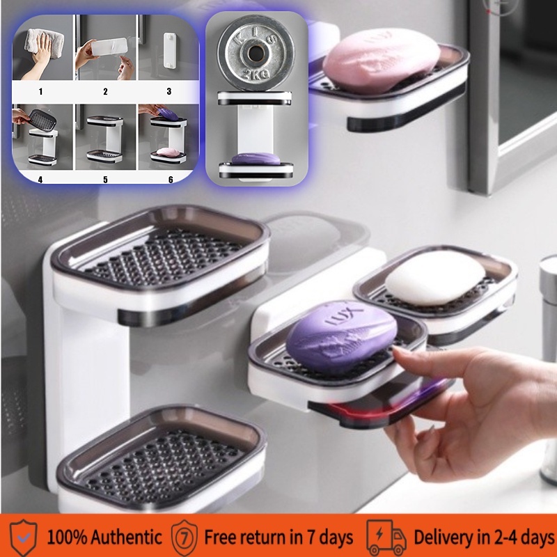 Bathroom Drainable Soap Dish Portable Soap Rack Wall Storage Rack ...