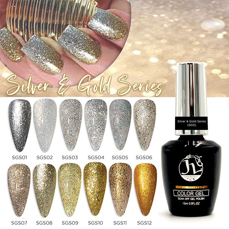 Jl Essentials Color gel polish Silver and Gold series 15ml | Shopee ...