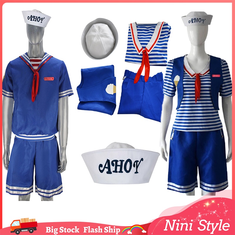 Stranger Things Season4 Robin Steve Cosplay Costume Harrington Scoops Ahoy Adult Men Women 3305