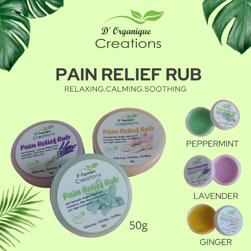 PAIN RELIEF RUB WITH ESSENTIAL OILS(LAVENDER,GINGER,PEPPERMINT,ORANGE