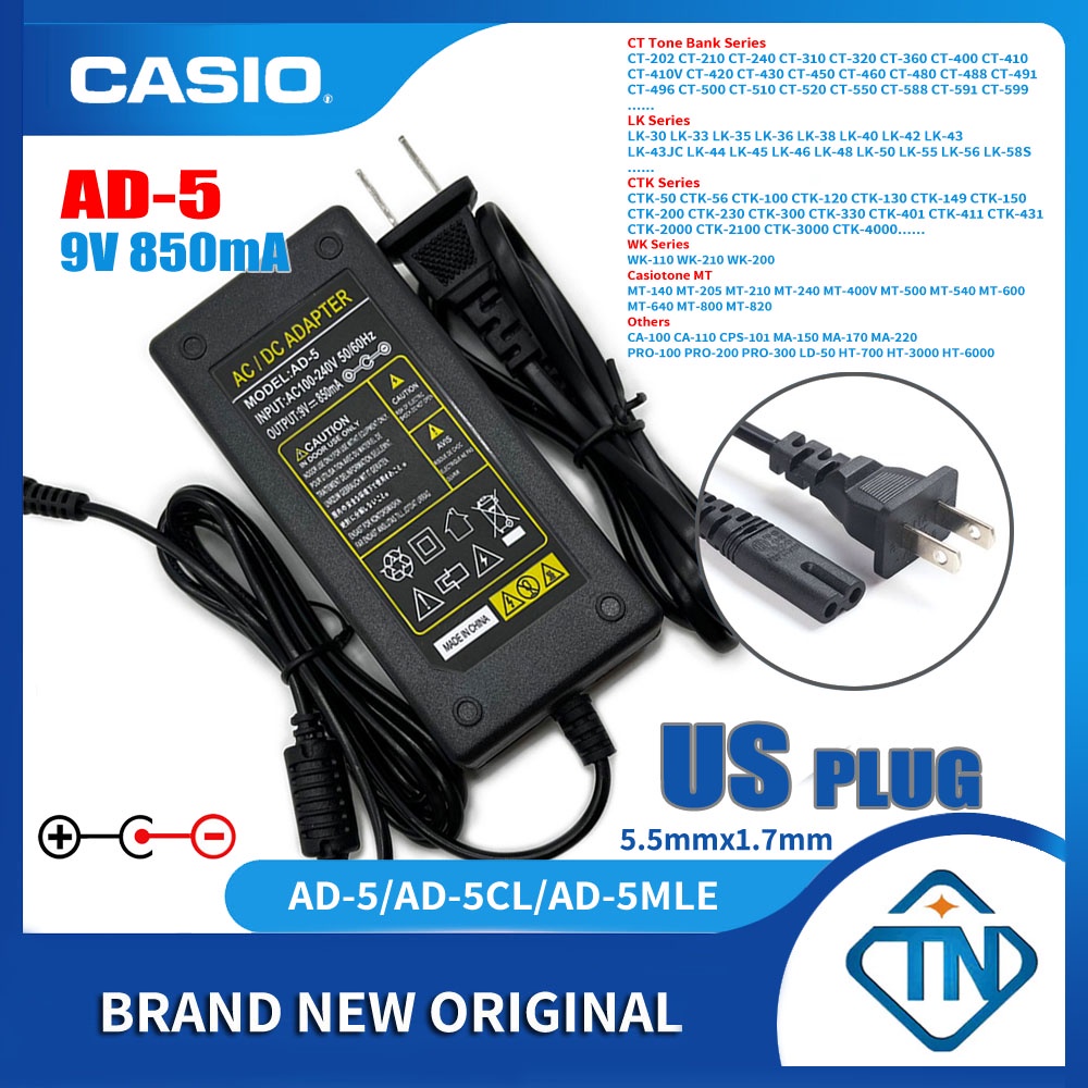 Cable Dc 9v Adapter Casio Keyboard 9V DC Power Adapter Cord For
