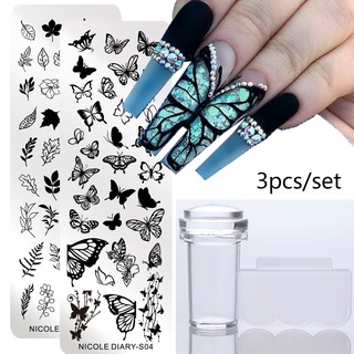 NICOLE DIARY Nail Stamping Plates Valentines Day Dragon Lines