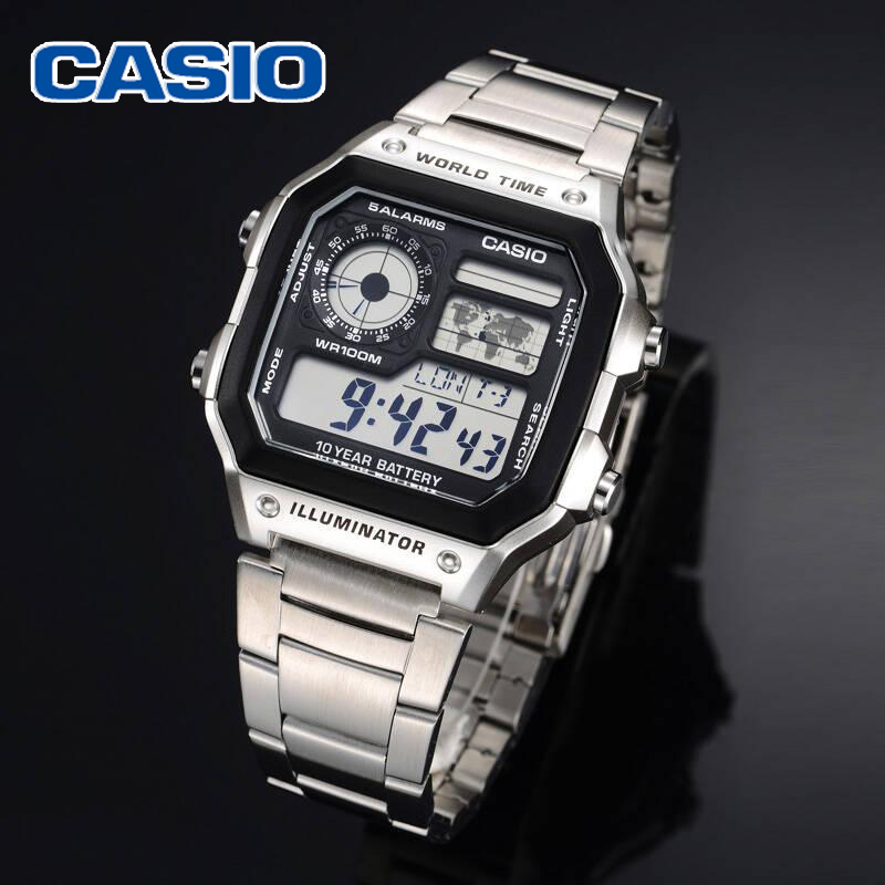 CASIO World Time Watch Men AE 1200WHD 1A CASIO Watch For Men Stainless