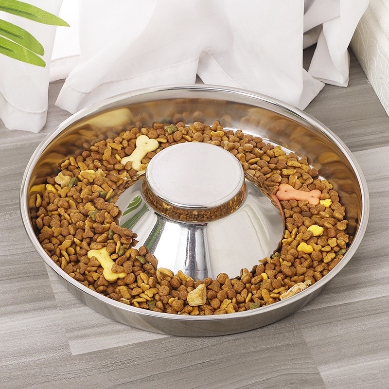 Puppy Saucer Heavy Duty Slow Feeder Dog Bowl Pet Stainless Steel Bowl
