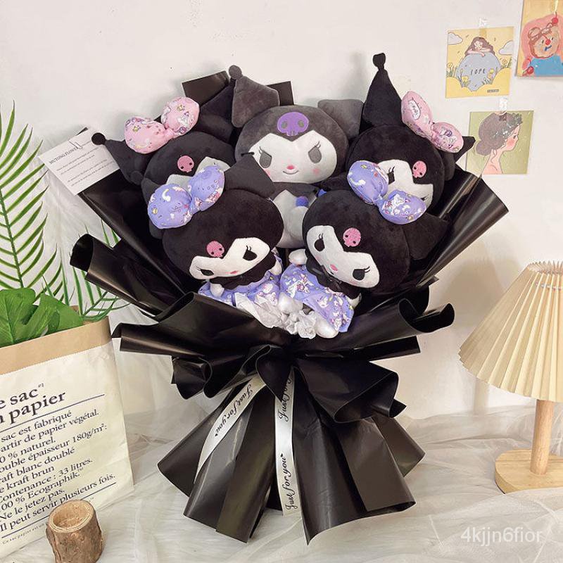 jdsNew Sanrios Cartoon Kuromi Melody Cinnamoroll Plush Flower Bouquet ...