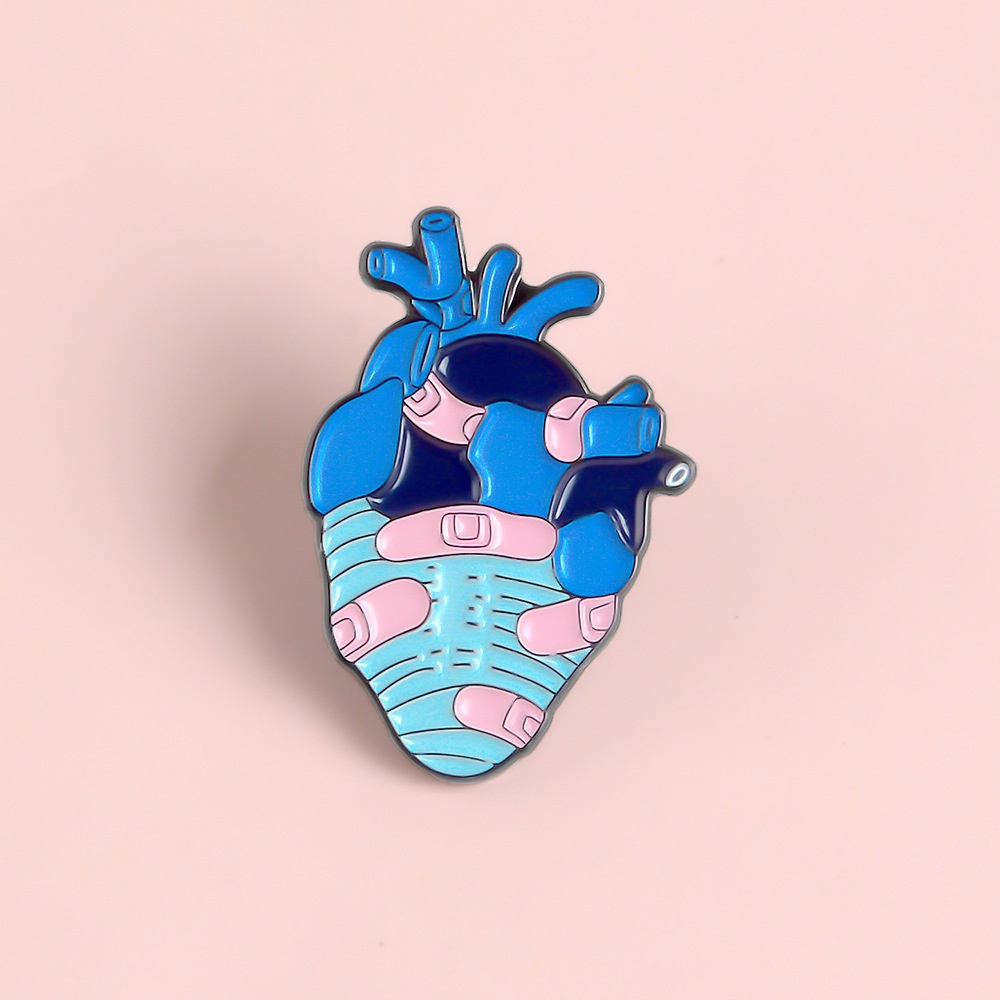 Creative Cartoon Broken Heart Pink Band Aid Enamel Brooches Pins Organ ...