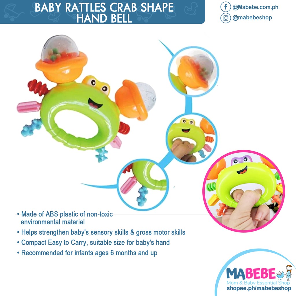 NEW ARRIVAL ! Baby Toy Sand Crab Have a Good Time Rattle with Teether
