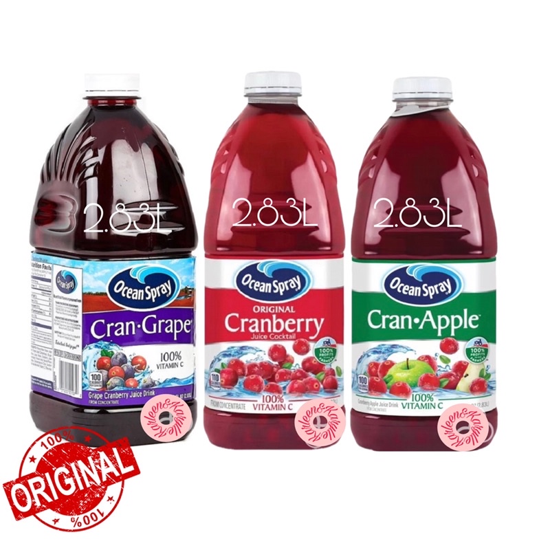 Ocean Spray Original Cranberry Juice cocktail 2.83L/CranGrape Juice 2