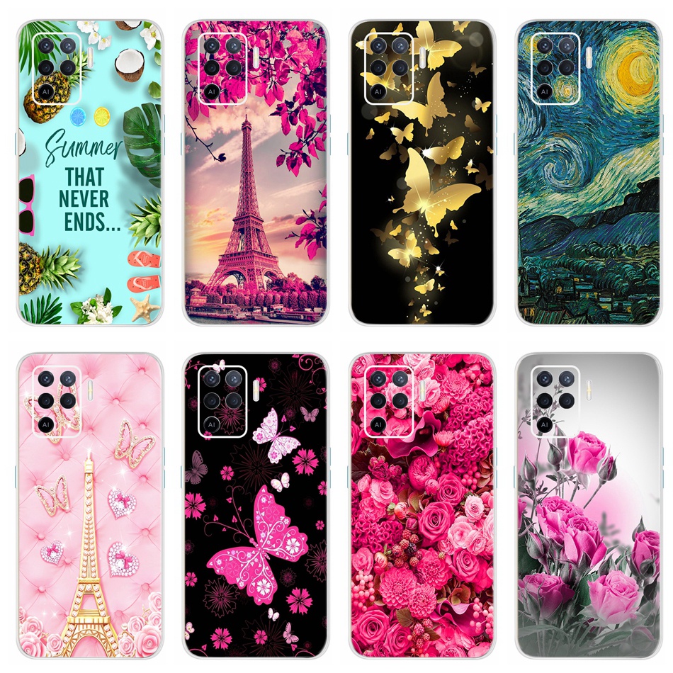 OPPO A94 4G A74 A54 (4G) Flower Butterfly Printed Case OppoA94 CPH2203 ...