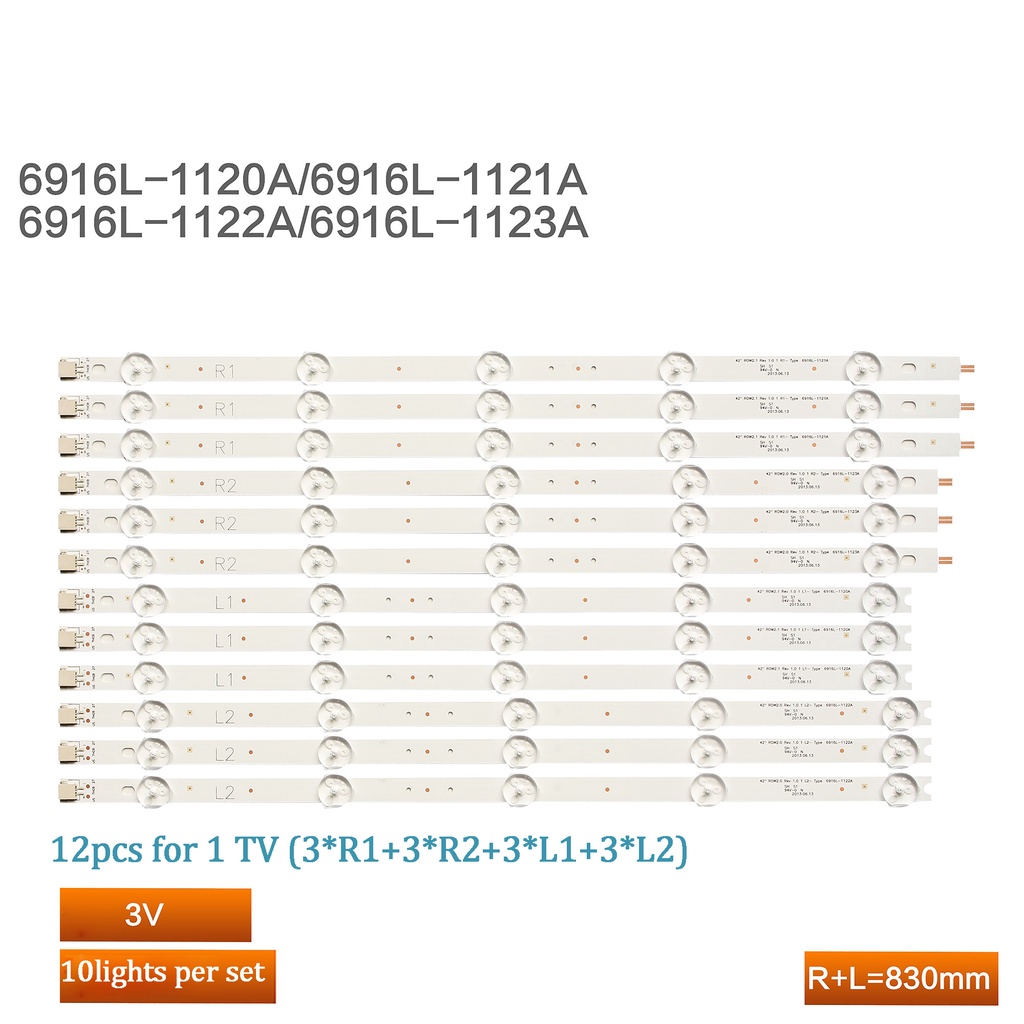 12pcs=6 sets led backlight strip for Konka LED42M3500PDE LCD TV light ...