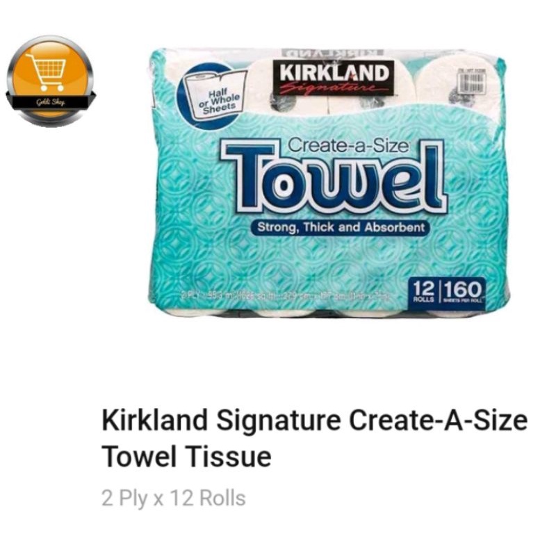 Kirkland Signature Paper Towels, 2-Ply, 160 Sheets, 12