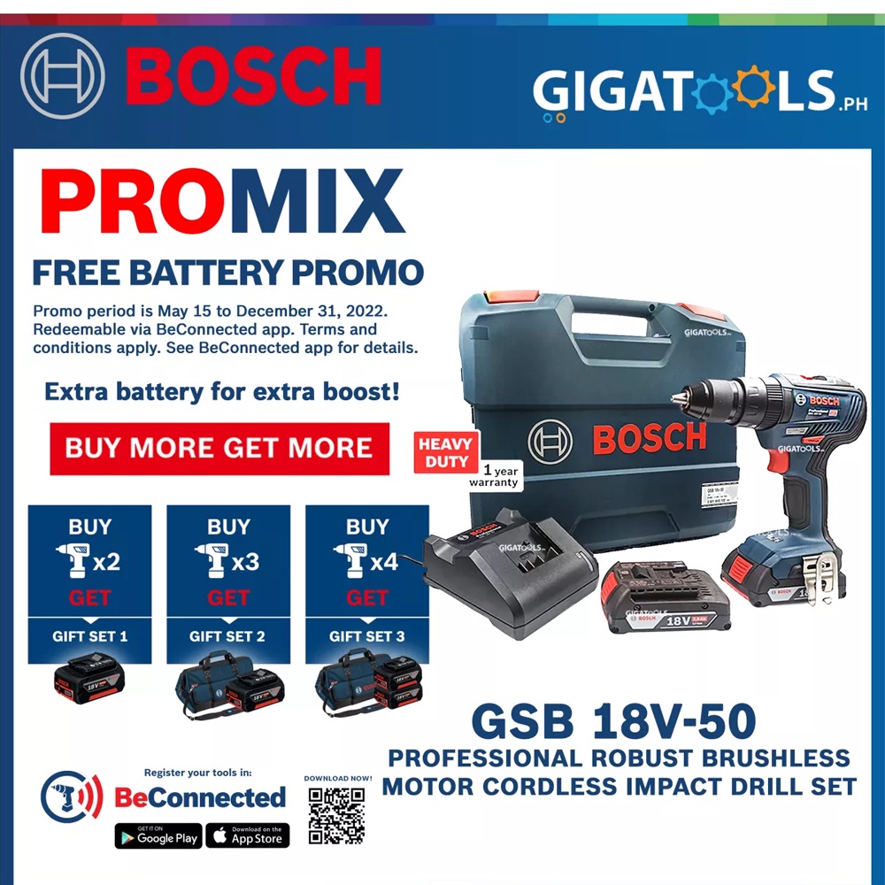 Bosch Gsb V Robust Brushless Motor Cordless Impact Drill Set W