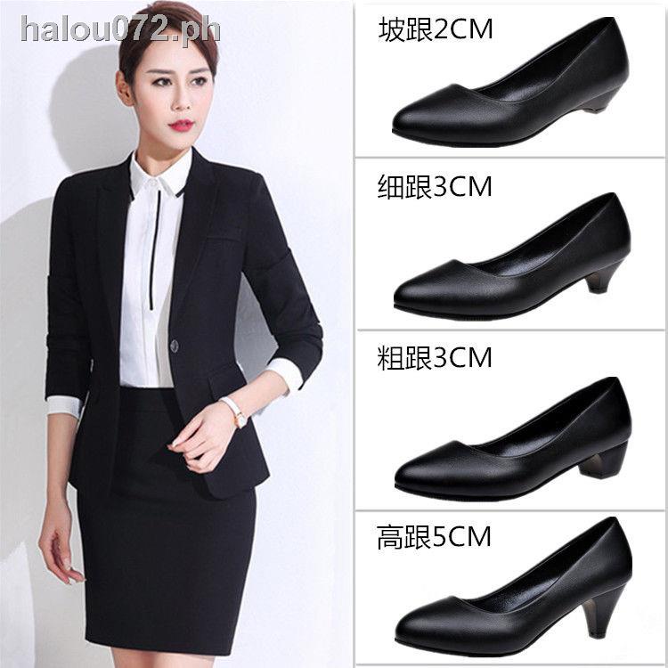 Soft leather painless work shoes] working shoes women black single