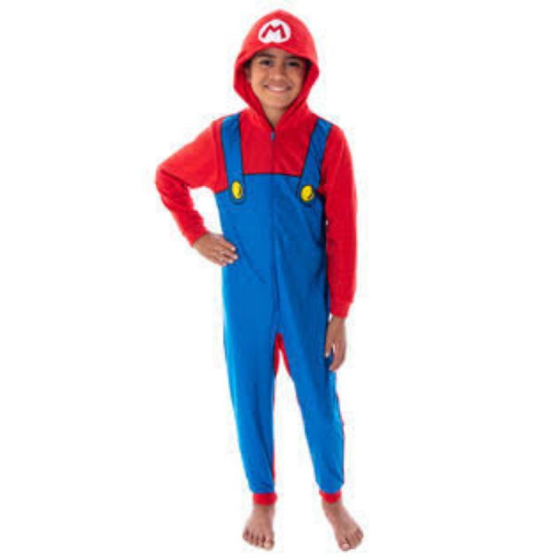 Super Mario Costume Kids Adult Onesie Nintendo Pajama Overall