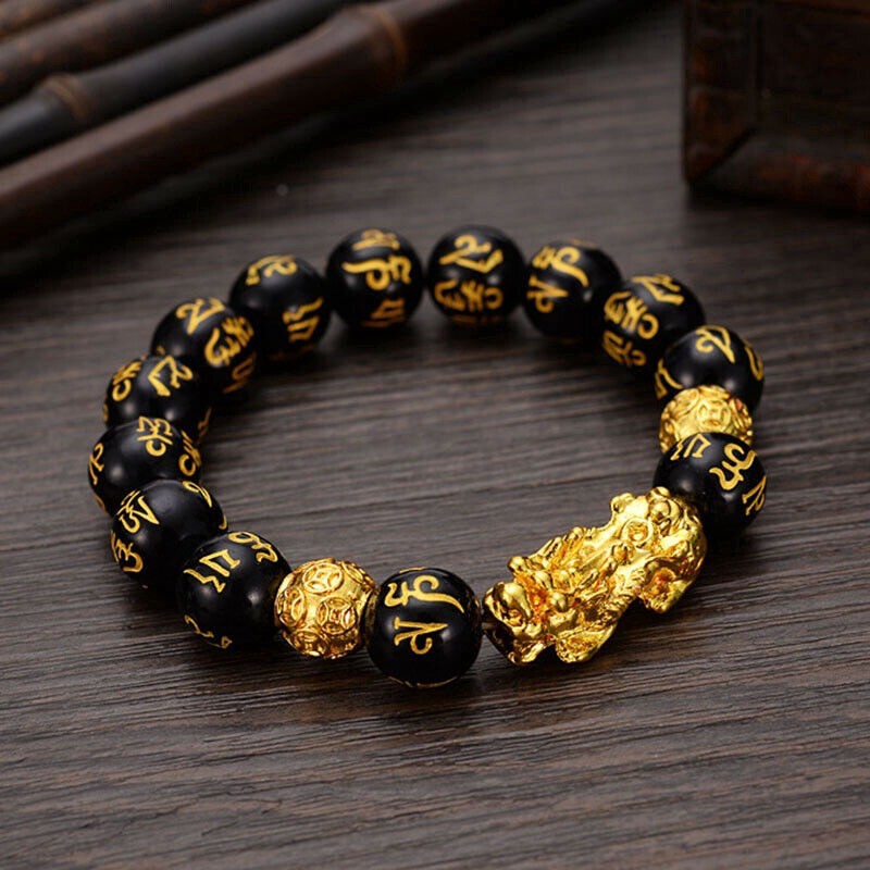 Bracelet Feng Shui Black Obsidian Alloy PiXiu Wealth Luck Bracelet High Quality Wriatband 12MM Shopee Philippines