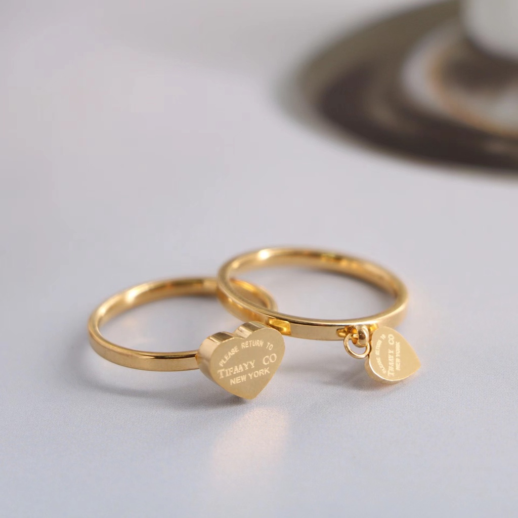 Heart Sharp Ring 18K Real Gold Titanium Steel Non-fade Hypoallergenic ...