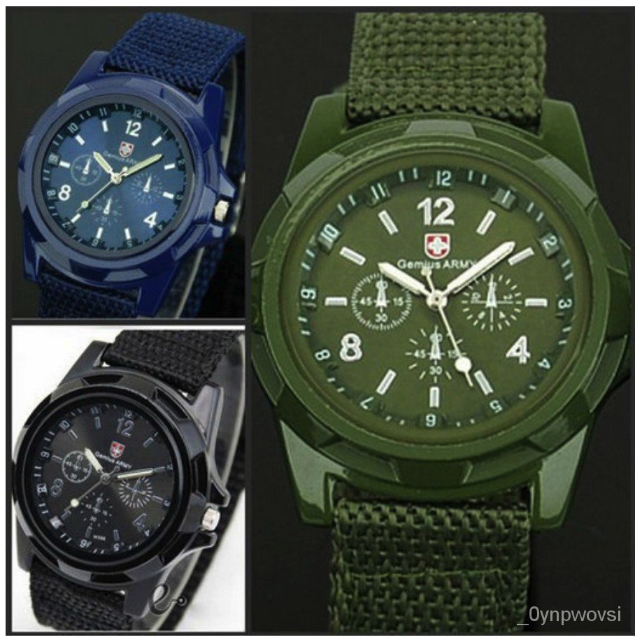 ins3PC GEMIUS ARMY Military Sport Style Army Canvas Strap Watch