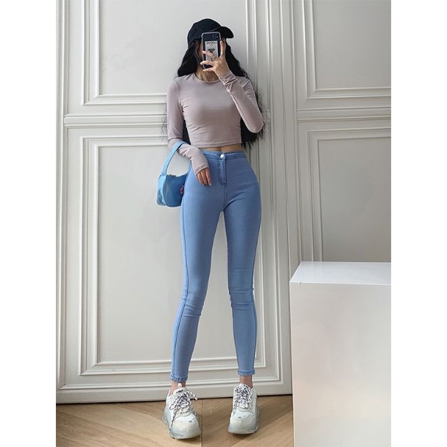 Light blue high waisted jeggings hotsell