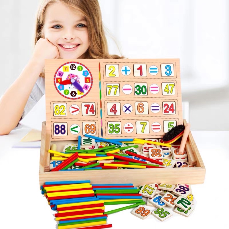 Wooden learning math box multifunctional gift math calculation drawing ...