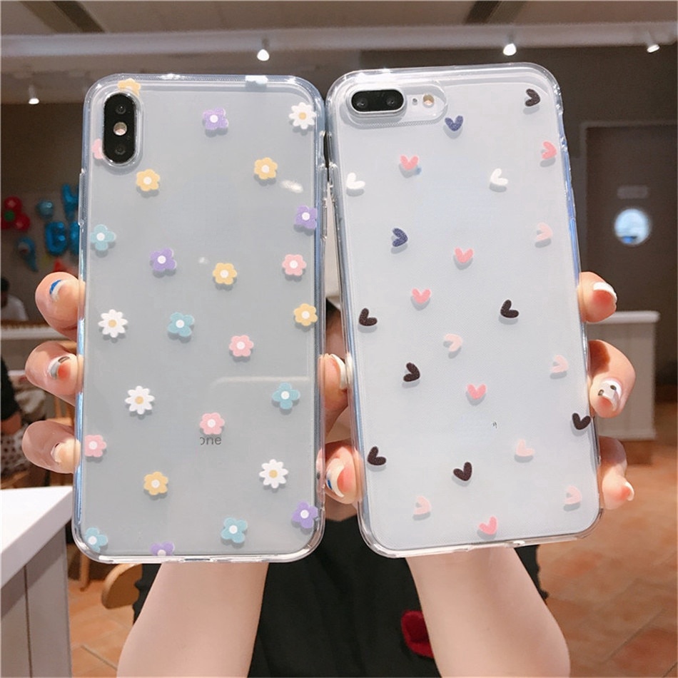 Love Heart Clear Flower Phone Cases For For Galaxy A21S A01 A20S M11 ...