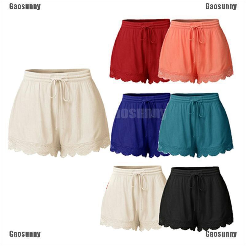Gaosunny Women Lace UP Solid Shorts Casual Loose Short High Waist Hot