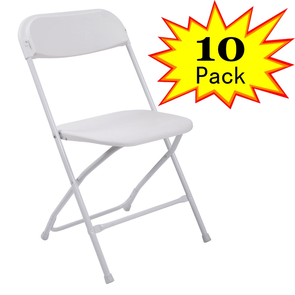10 or 5 or 1 Pack White Plastic Folding Chair for Wedding Commercial