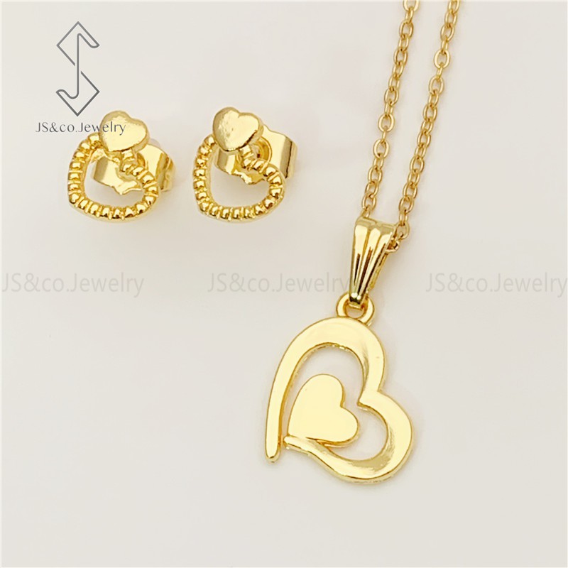 JS&CO jewelry 18K Saudi Gold Plated Jewelry Set N0335+E450 | Shopee ...
