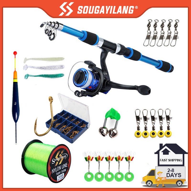 Fishing Rod Set Telescopic Fishing Rod Pole with Spinning Reel Combo
