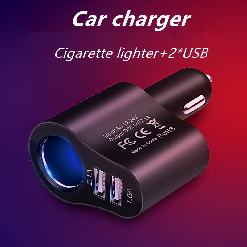 3 in 1 Dual USB Port Car Charger Mobile Phone Charger 1224V For