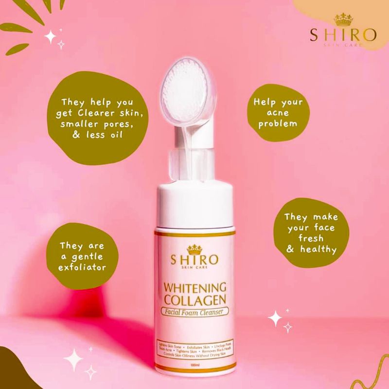 SHIRO SKIN CARE Whitening Collagen Facial Foam Cleanser Shopee